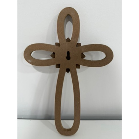 Farmhouse Cottagecore Wall Cross with Blue Flower  Christian Faith Decor 16” - Picture 3 of 8